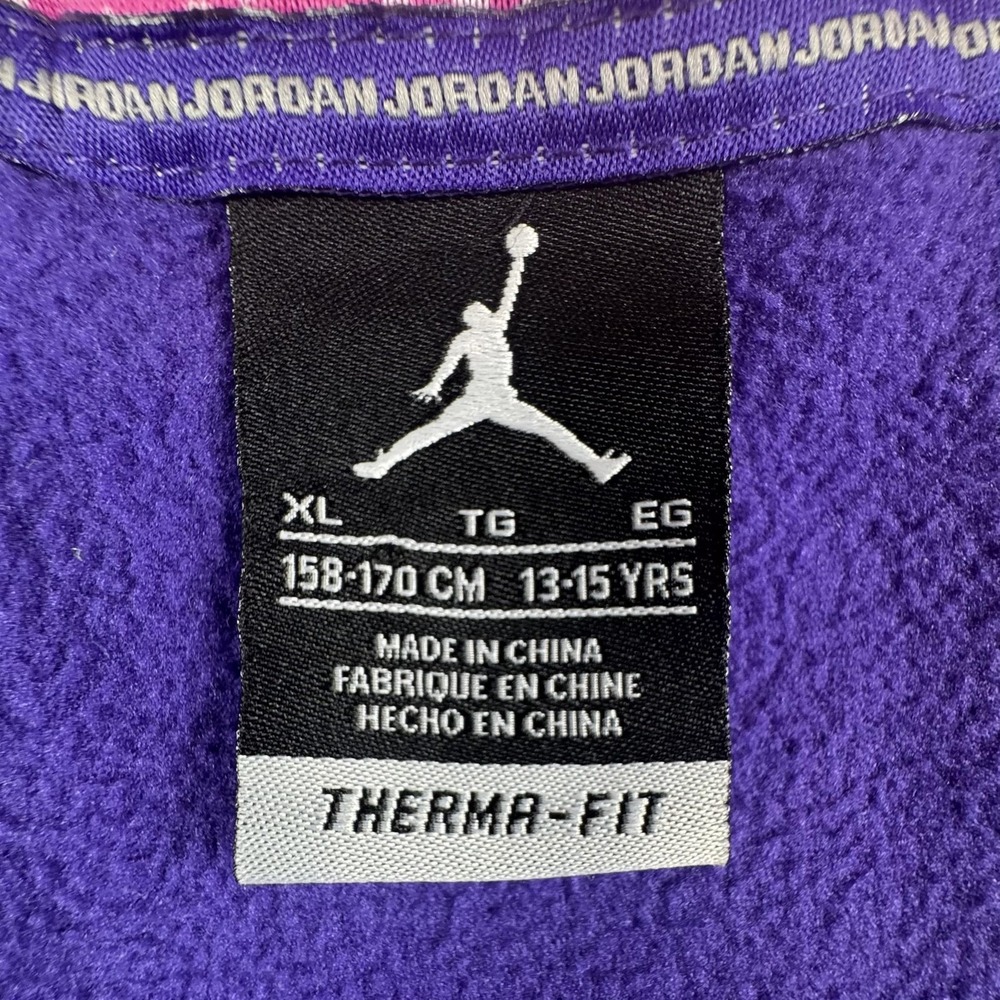 Jordan Hoodie Youth XL Purple Therma-Fit Full Zip Fleece Neon Cuffs Hem Athletic - Picture 7 of 12